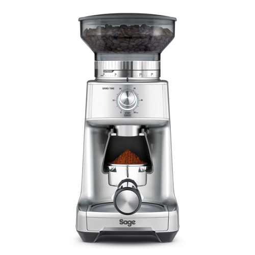 the Dose Control™ Pro Molinillos de café en Plateado temporizador electrónico de precisión
