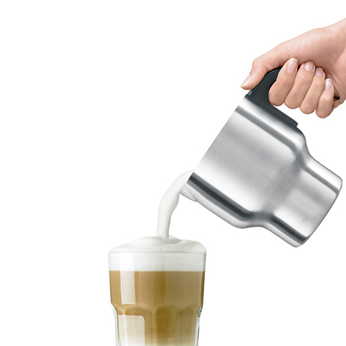 the Milk Café™ Espumadores de leche en Acero inoxidable cepillado tapón medidor