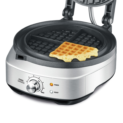 the No-Mess Waffle™ in Brushed Stainless Steel ready light