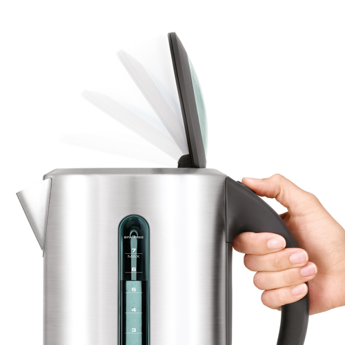 the Soft Top™ Pure Kettle in Brushed Stainless Steel ergonomic handle
