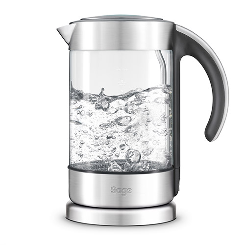 the Smart Kettle clear in brushed stainless steel keep warm button