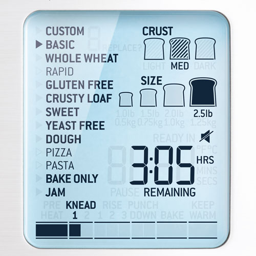 the Custom Loaf  Bread Maker in Brushed Stainless Steel Smart LCD Display