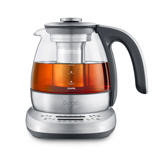 the Sage Smart Tea Infuser™ Compact Tea Maker in Glass kettle with brushed stainless steel base compact capacity