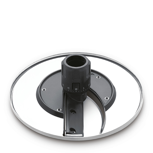 the Kitchen Wizz™ Peel & Dice Food Processor in Brushed Aluminium variable slicing disc